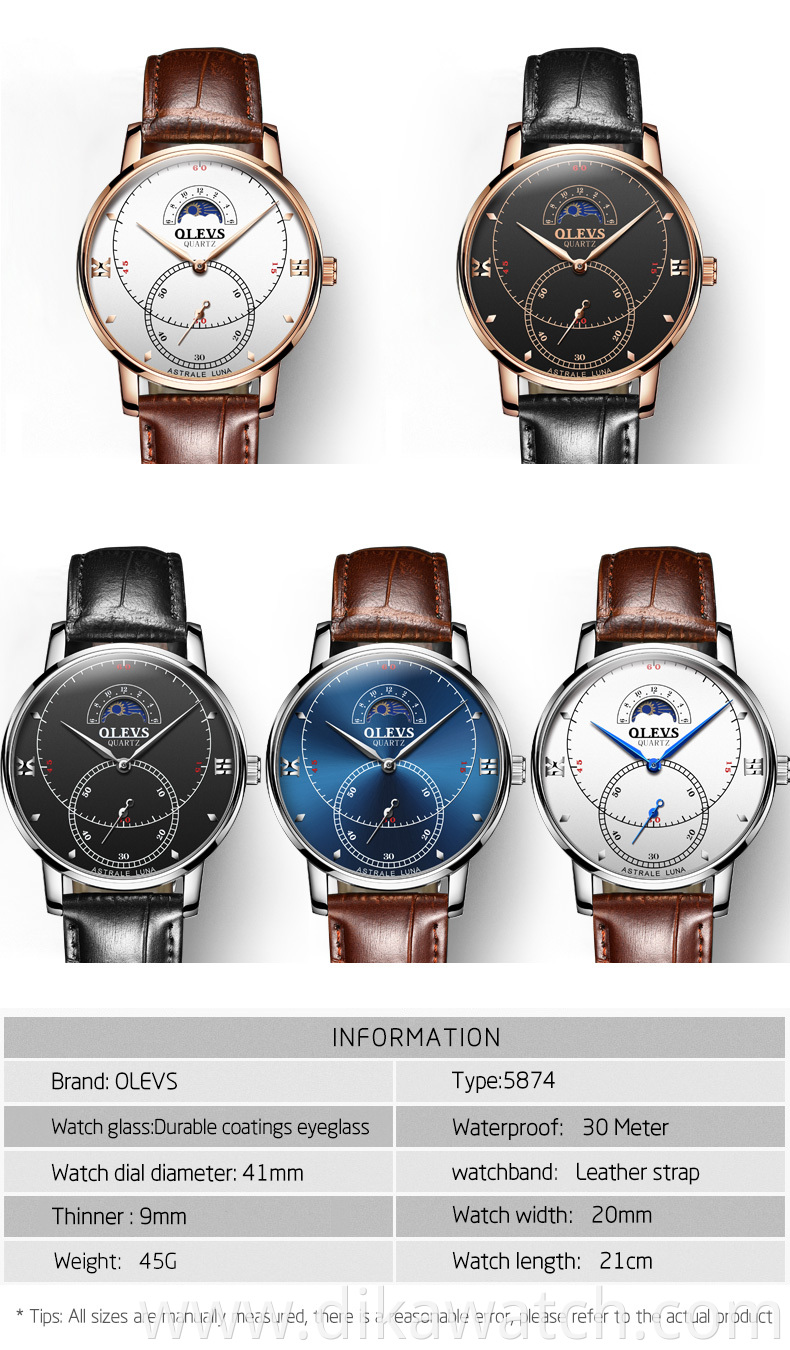 OLEVS Mens luxury wristwatches Sports Watches Military Watch Men Army Leather Male Date Quartz Watch Relogio Masculino